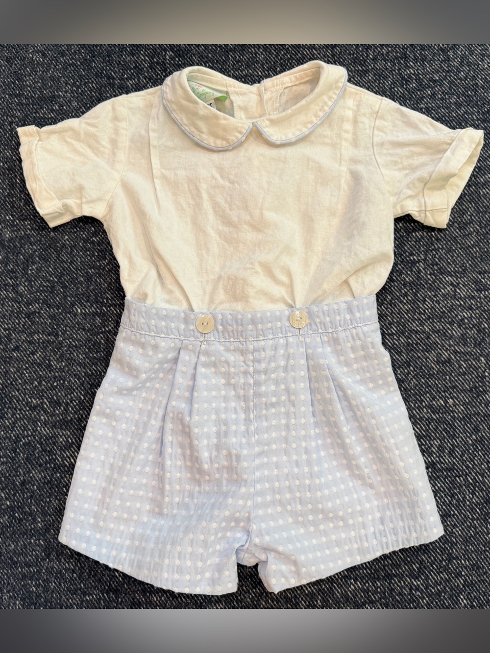 Alice Kathleen & Company Boys One Piece Outfit Peter Pan Collar Blue White 3T